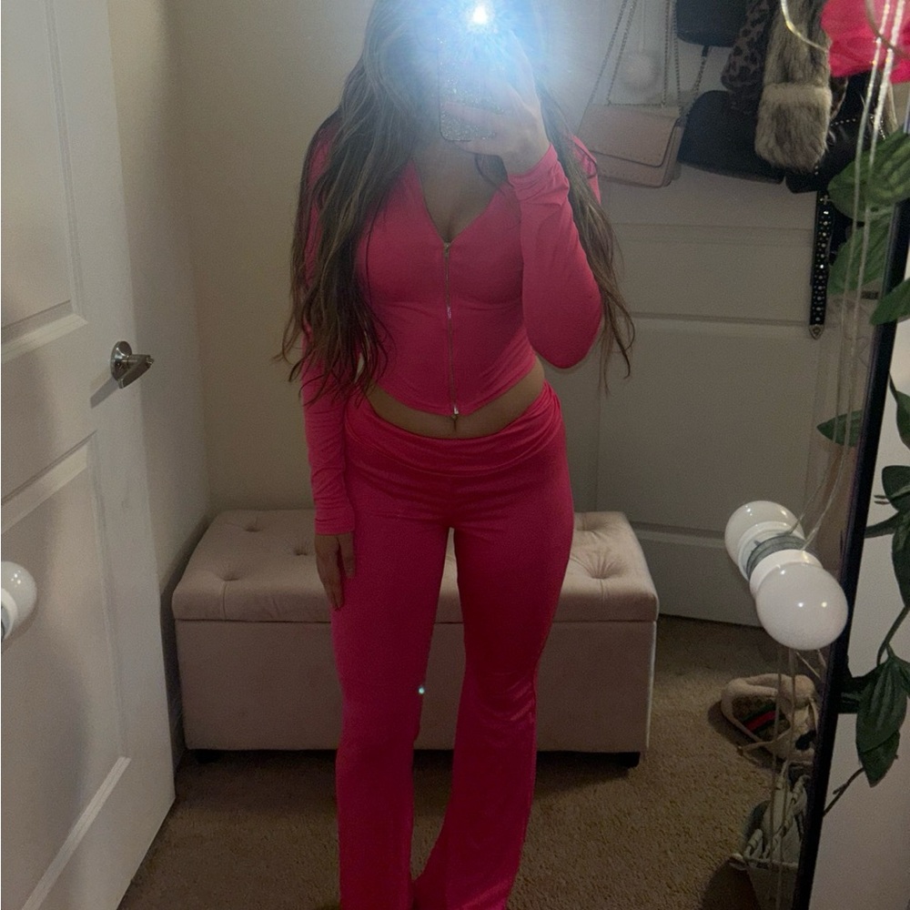 Hot Pink Zip Hoodie & pants track set